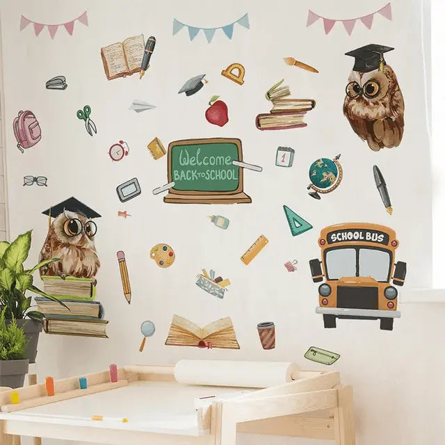 Back-to-School Owl Fun Wall Stickers Easy do Wall do