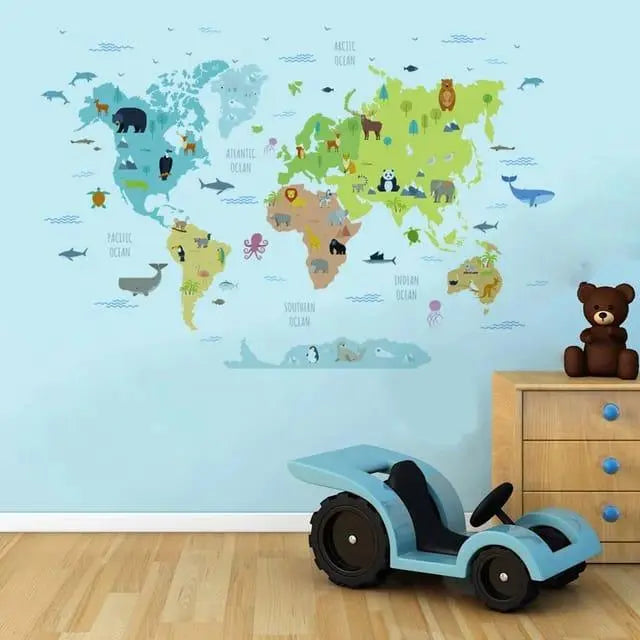 World Animal Footprints Cartoon Wall Stickers - Easy do Wall do