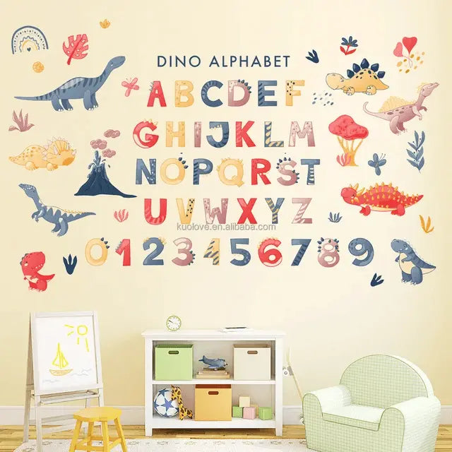 Roaring Fun: Dino Alphabet Wall Stickers for Kids Easy do Wall do