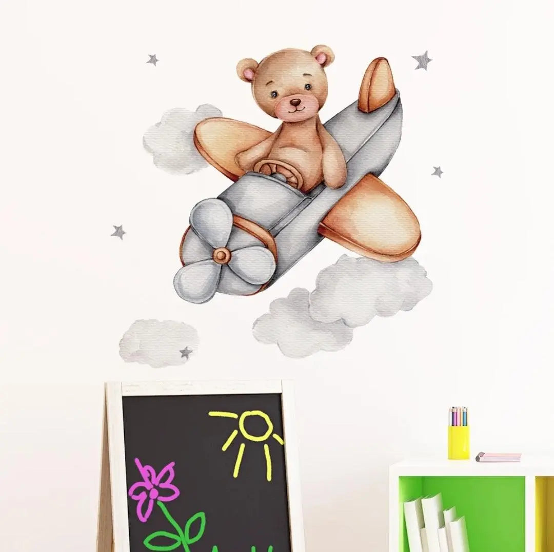 Teddy Bear Pilot Wall Sticker Easy do Wall do