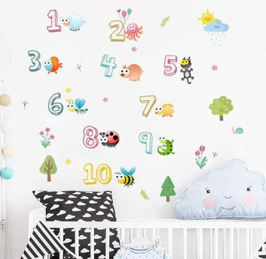 Kids' Number Wall Decals - Learn to Count with Cute Animals! Easy do Wall do