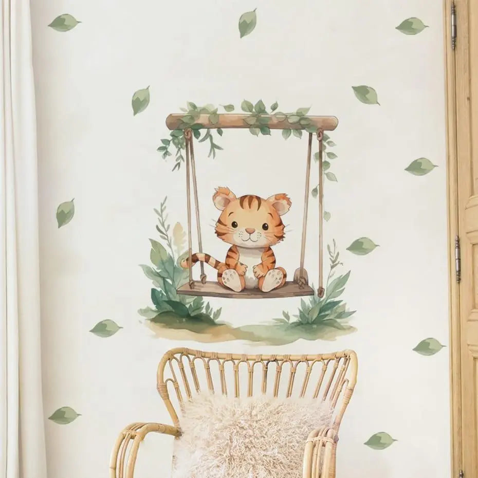 Playful Tiger Swing Wall Sticker Easy do Wall do