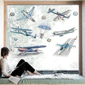 Airplane and Parachute Wall Stickers Easy do Wall do