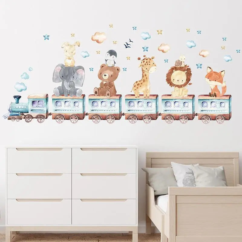 Adorable Animal Train Wall Decals for Kids Easy do Wall do