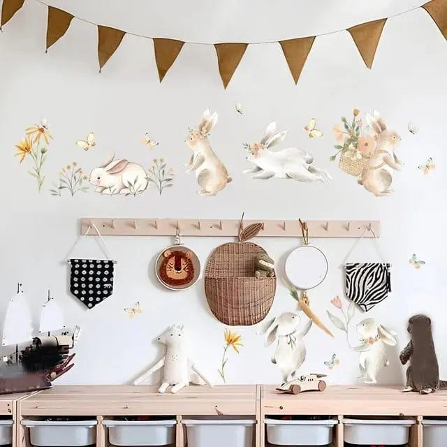 Playful Bunny Garden Wall Stickers Easy do Wall do