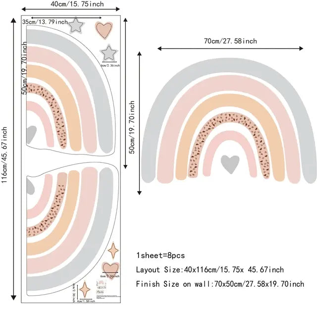 Dreamy Rainbow Wall Decals for Nursery Easy do Wall do