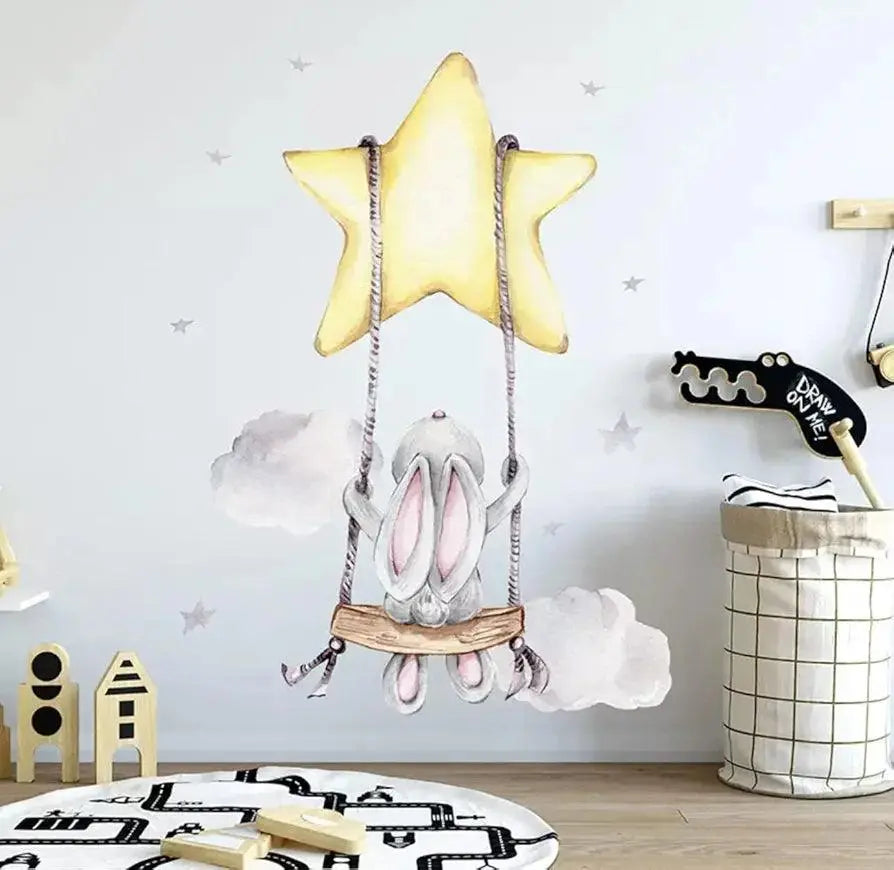 Bunny on a Swing Wall Sticker Easy do Wall do