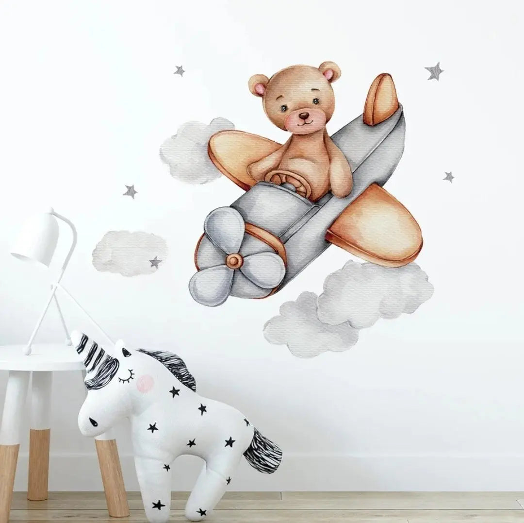 Teddy Bear Pilot Wall Sticker Easy do Wall do