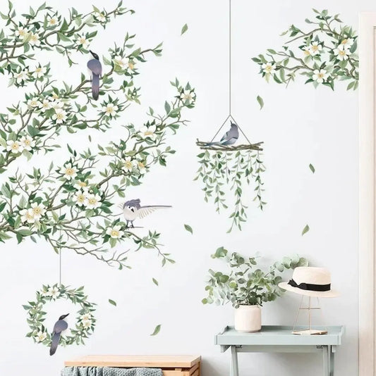 Bird and Floral Wall Sticker Set Easy do Wall do