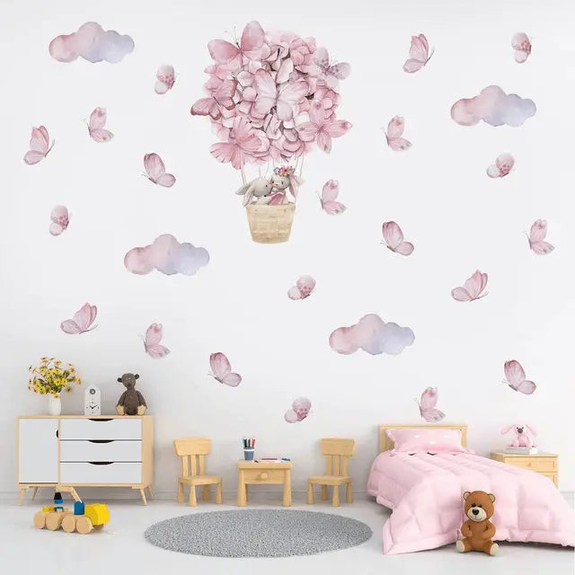 Dreamy Pink Hot Air Balloon Wall Stickers Easy do Wall do