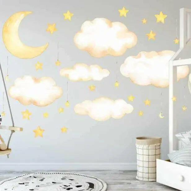 Moon and Star Wall Sticker Set Easy do Wall do