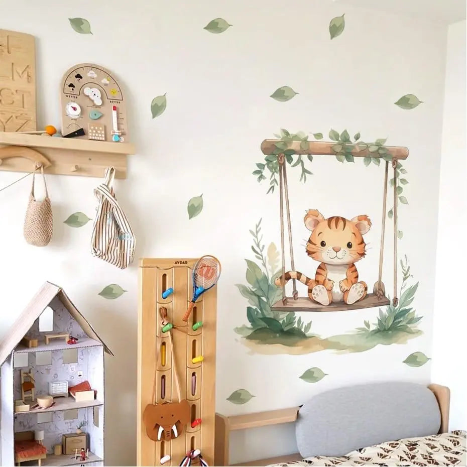 Playful Tiger Swing Wall Sticker Easy do Wall do