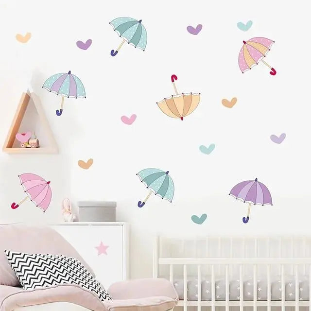 Cartoon Umbrella Wall Stickers for Kids Rooms Easy do Wall do