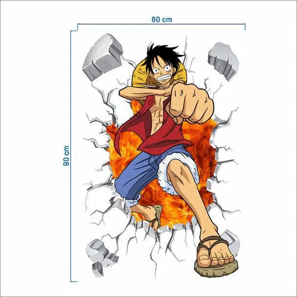 3D Luffy Wall Sticker - Anime Room Decor Easy do Wall do