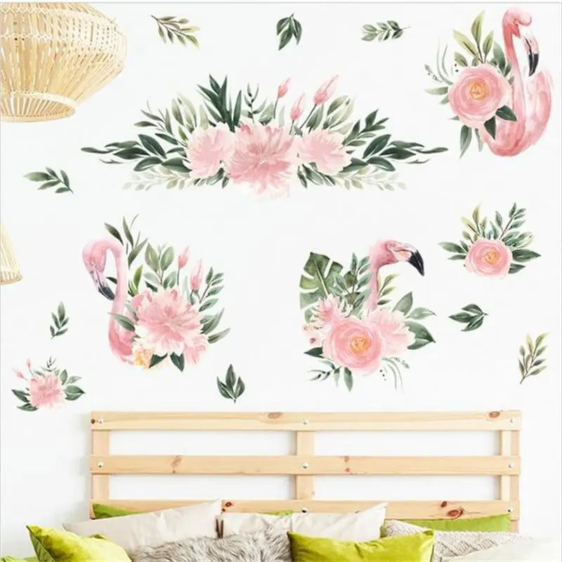 Flamingo & Floral Wall Stickers for Kids Rooms Easy do Wall do