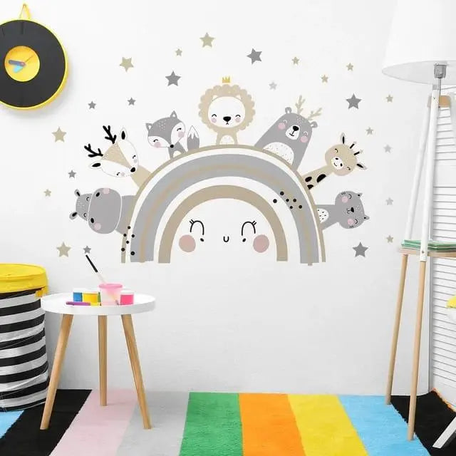 Cute Animal Friends on a Rainbow Wall Easy do Wall do