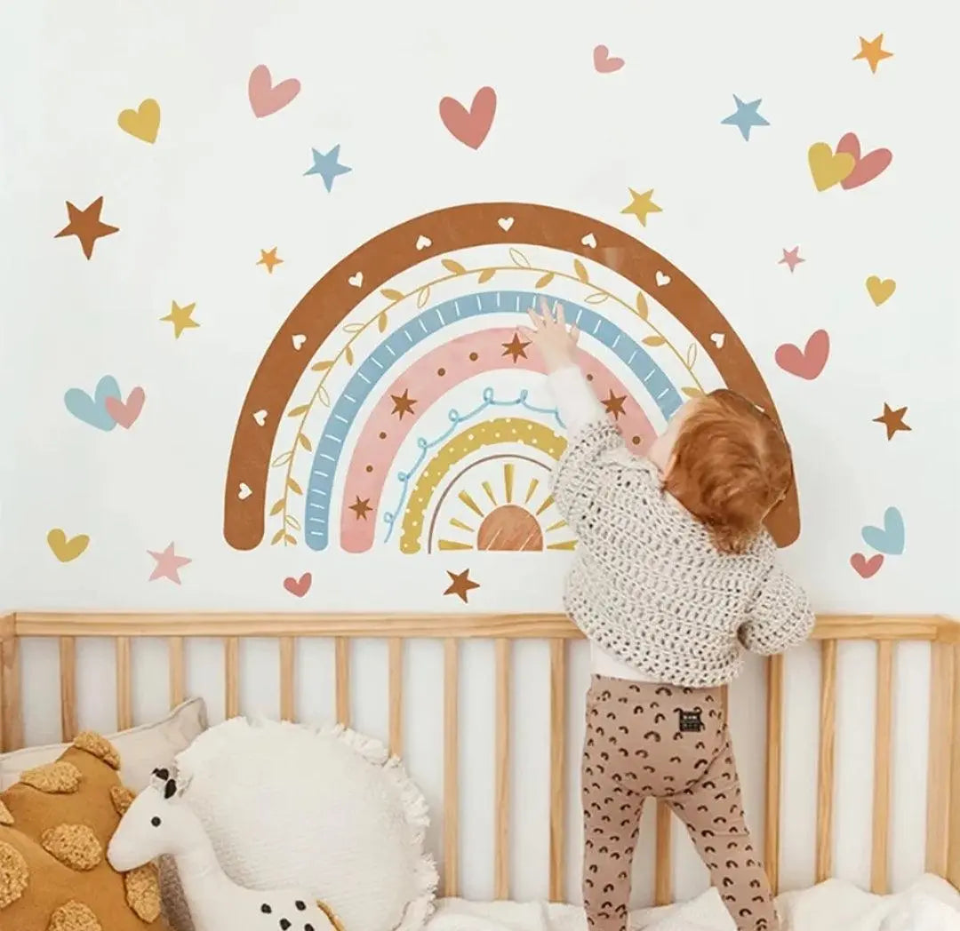 Rainbow Hearts and Stars Wall Sticker for Kids' Room Easy do Wall do