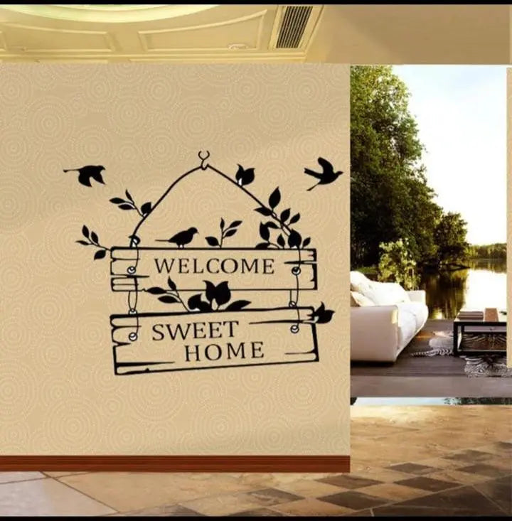 Welcome Sweet Home Wall Stickers with Birds & Tree Easy do Wall do