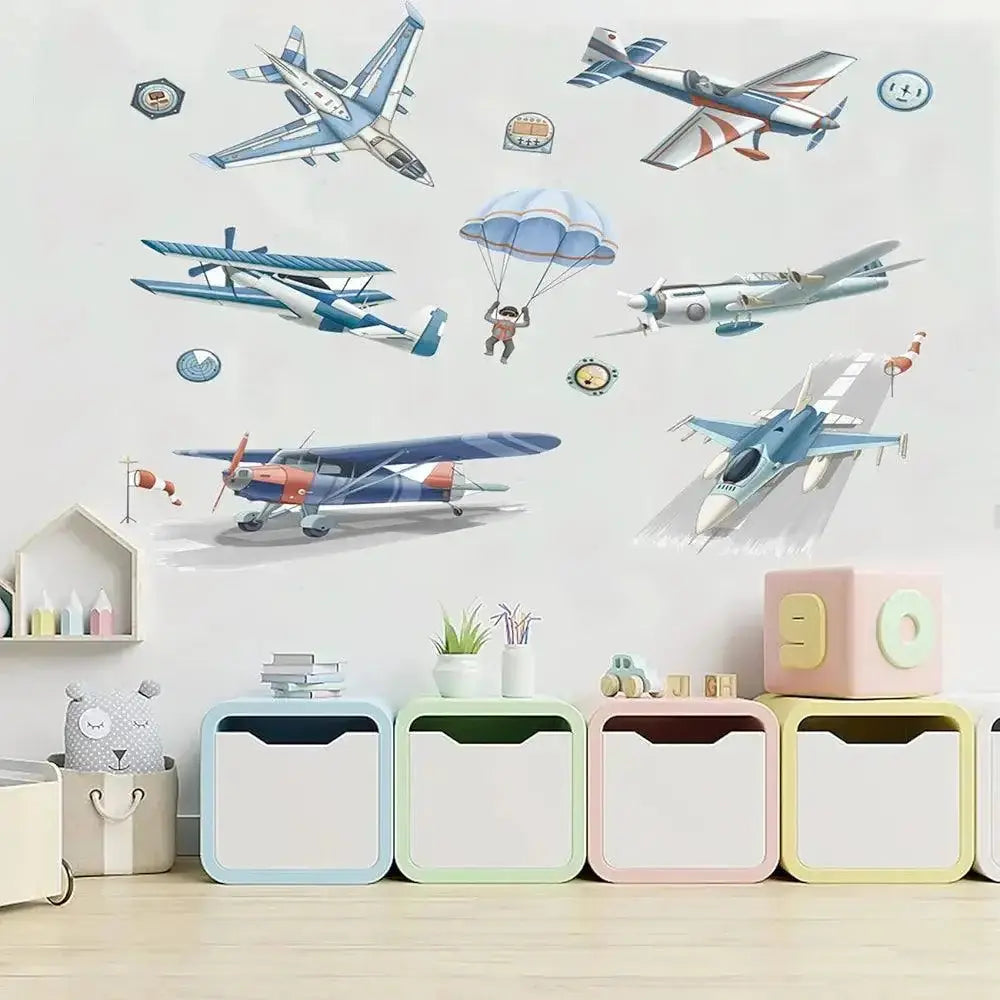 Airplane and Parachute Wall Stickers Easy do Wall do