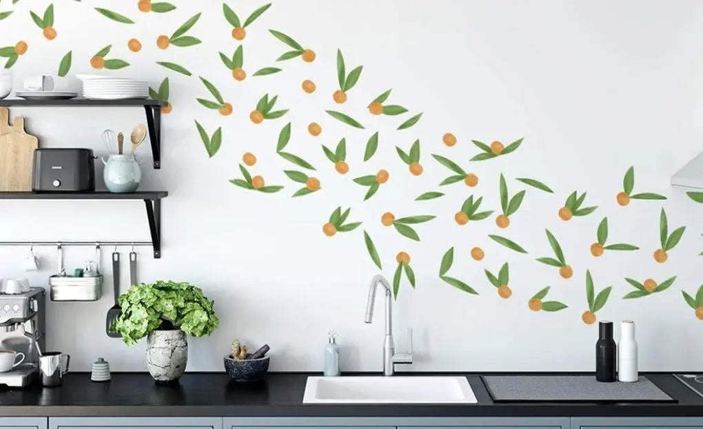 Yellow Fruit with Green Leaf Wall Stickers Easy do Wall do