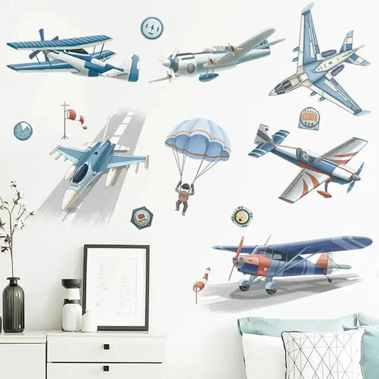 Airplane and Parachute Wall Stickers Easy do Wall do