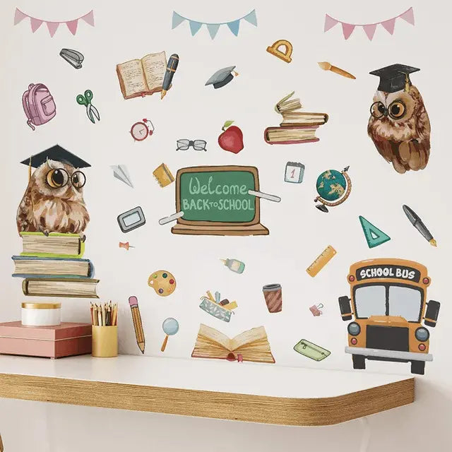 Back-to-School Owl Fun Wall Stickers Easy do Wall do