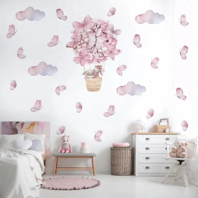 Dreamy Pink Hot Air Balloon Wall Stickers Easy do Wall do