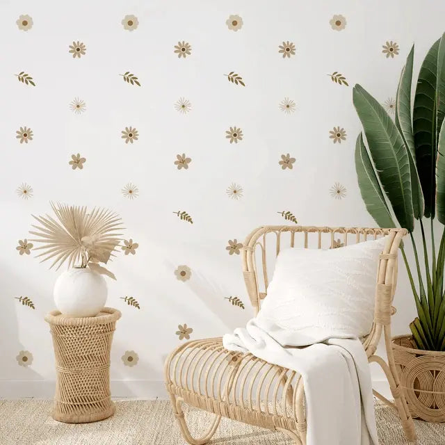 Boho Daisy Wall Decals - Nursery & Kids Room Decor Easy do Wall do