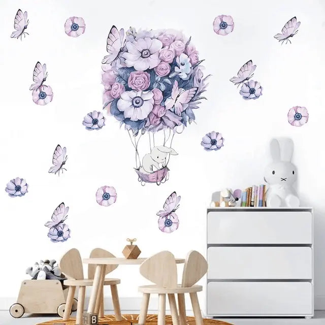 Enchanting Floral Hot Air Balloon Wall Stickers Easy do Wall do