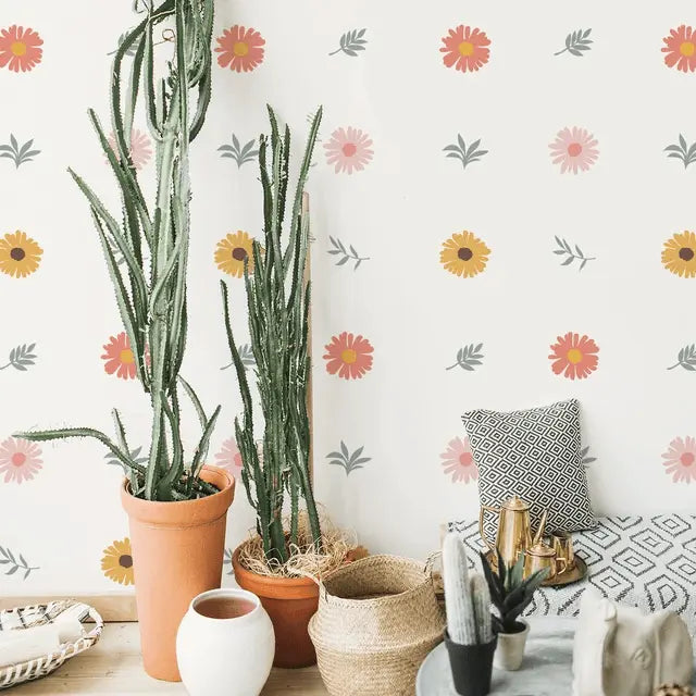 Boho Daisy Wall Decals - Nursery & Kids Room Decor Easy do Wall do