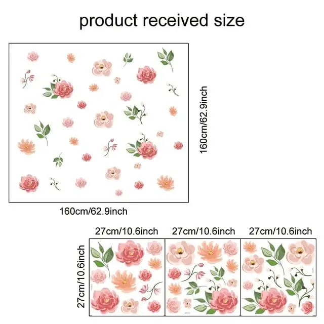 Fresh Pink Rose Flower Wall Stickers Easy do Wall do