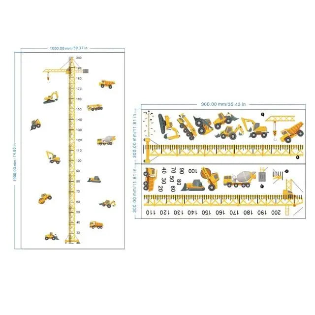 Construction Vehicle Height Chart Wall Sticker - Easy do Wall do