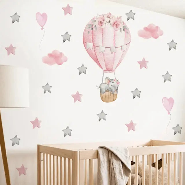 Baby Room Decor: Gentle Elephant & Balloon Stickers Easy do Wall do