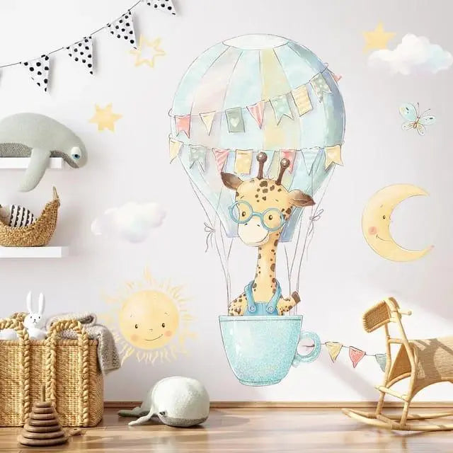 Giraffe in a Hot Air Balloon Wall Sticker - Easy do Wall do