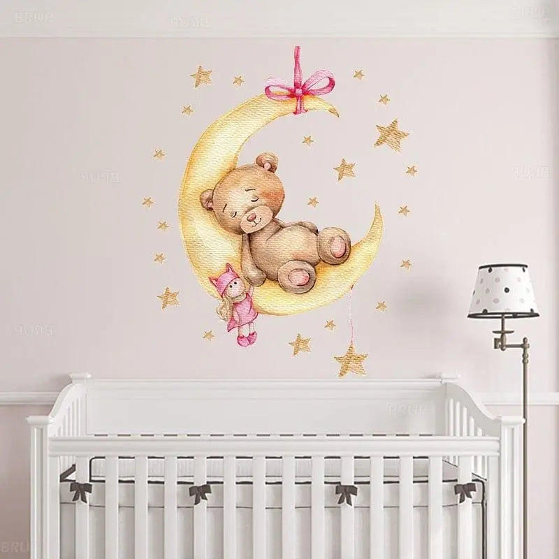 Sleepy Teddy Bear Wall Sticker Easy do Wall do