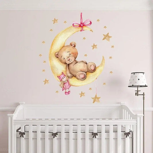 Sleepy Teddy Bear Wall Sticker Easy do Wall do