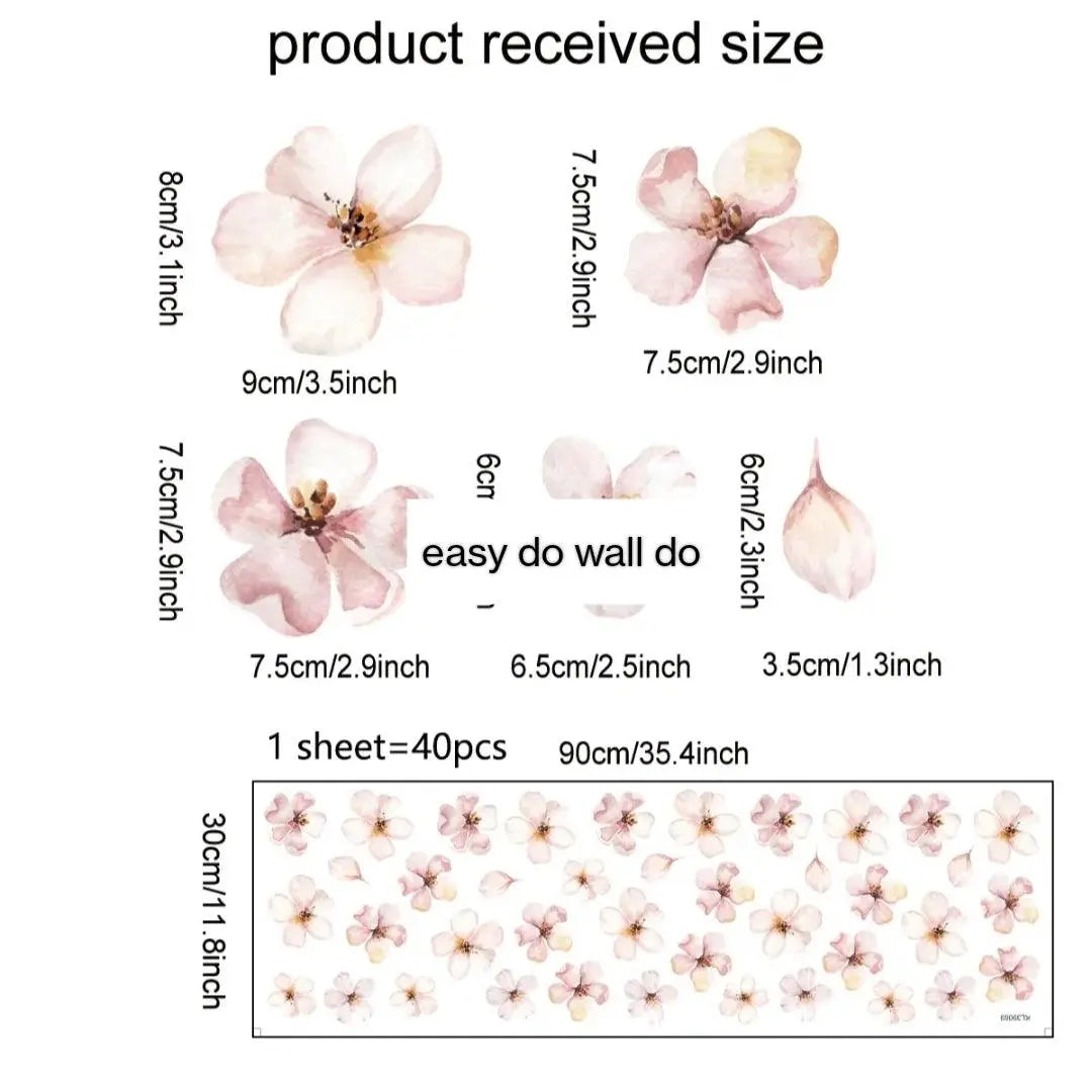 Delicate Pink Floral Wall Stickers for a Dreamy Space Easy do Wall do