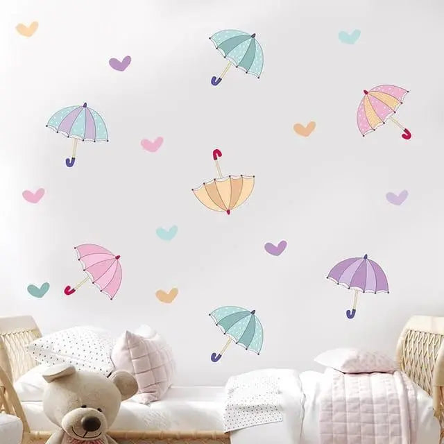 Cartoon Umbrella Wall Stickers for Kids Rooms Easy do Wall do