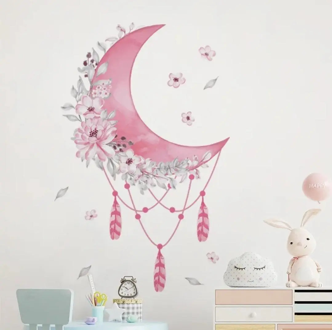 Dreamy Moon and Floral Wall Sticker Easy do Wall do