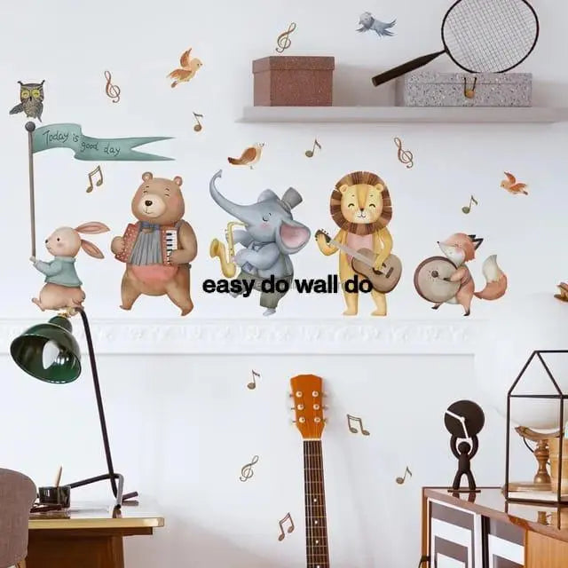 Adorable Animal Band Wall Stickers Easy do Wall do