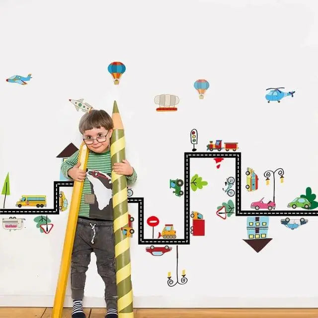 Playful Road and Transportation Wall Stickers for Kids - Easy do Wall do