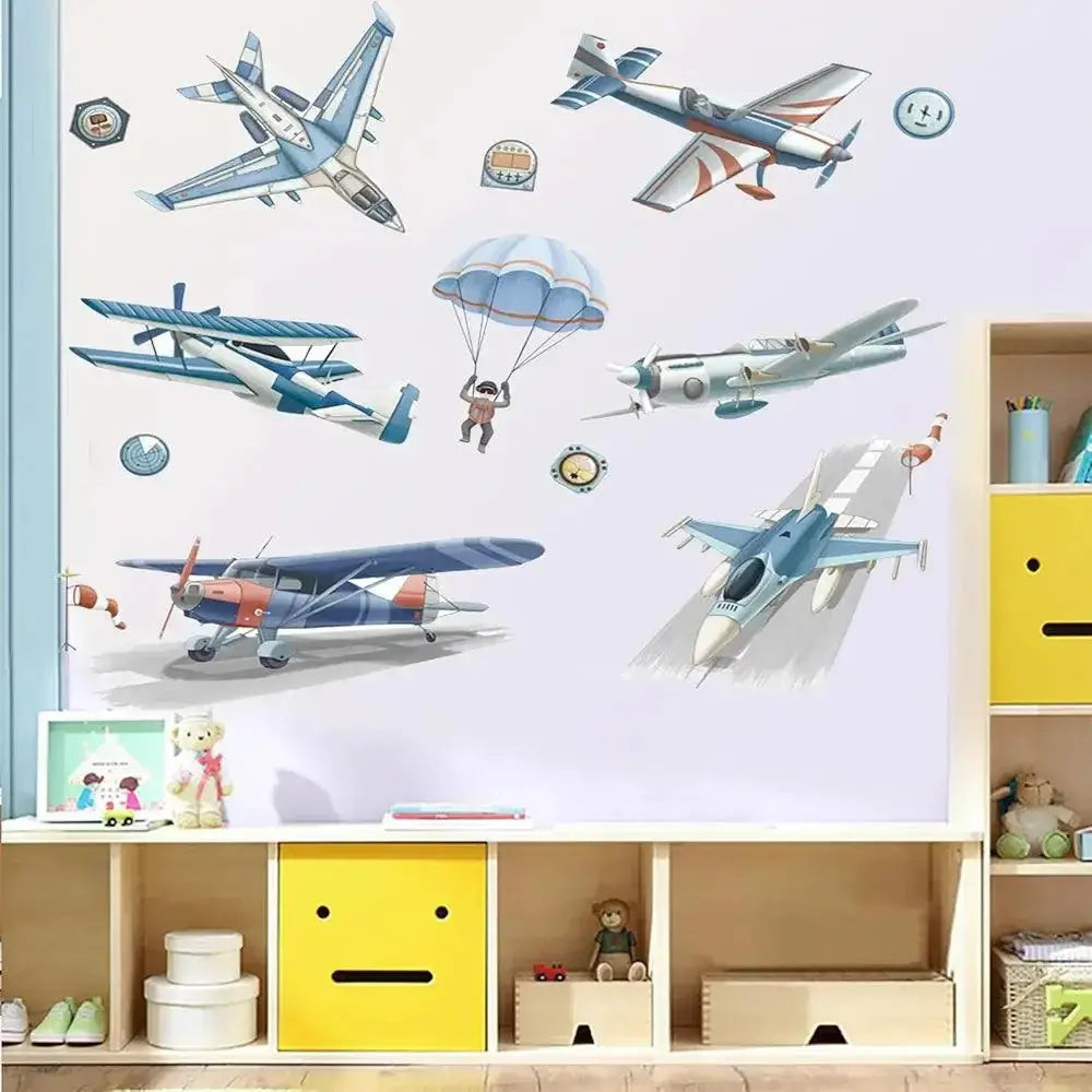 Airplane and Parachute Wall Stickers Easy do Wall do