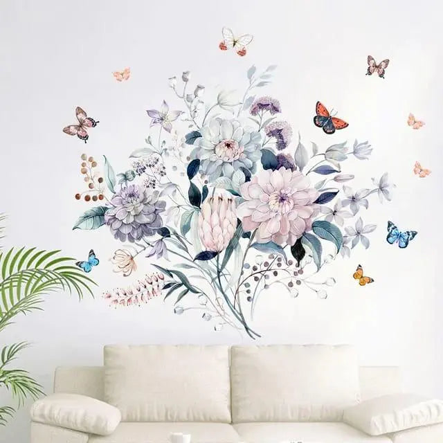 Warm Colors Floral & Butterfly Wall Stickers Easy do Wall do