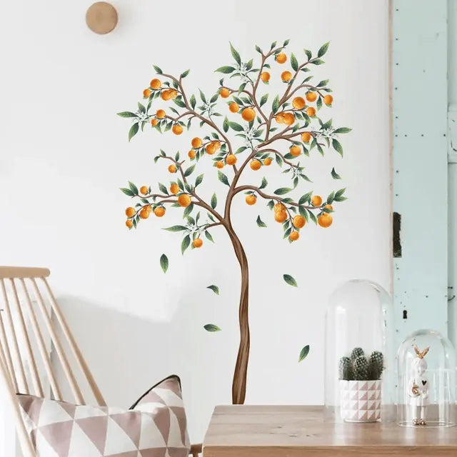 Vibrant Orange Tree Wall Sticker for a Sunny Space Easy do Wall do