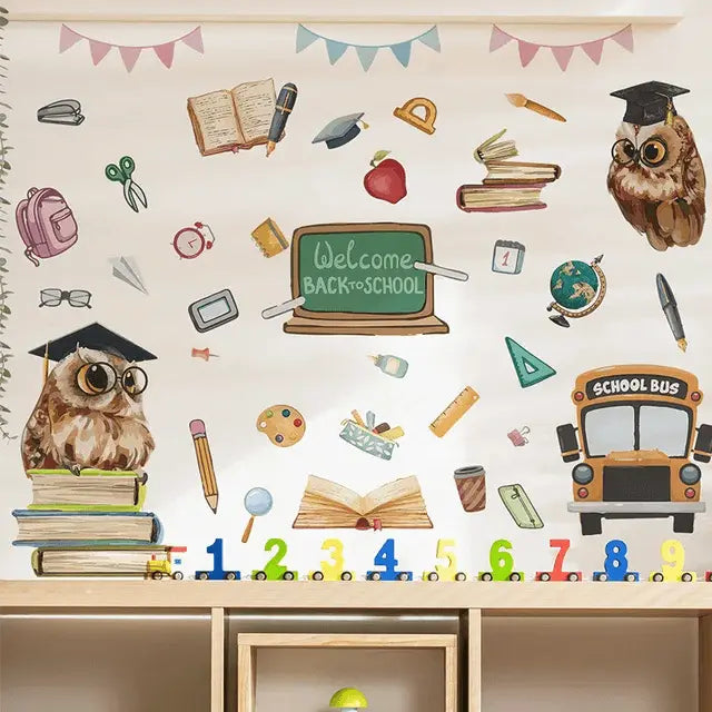 Back-to-School Owl Fun Wall Stickers Easy do Wall do