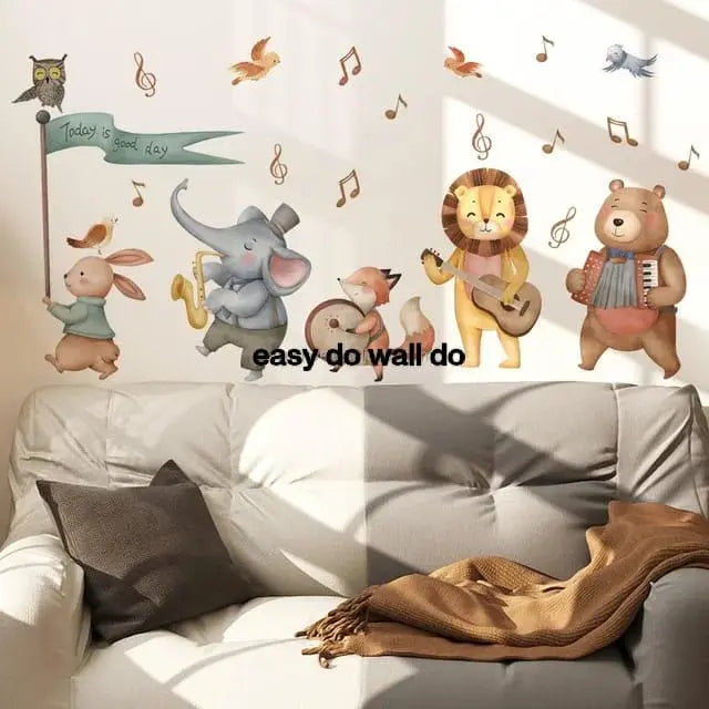 Adorable Animal Band Wall Stickers Easy do Wall do