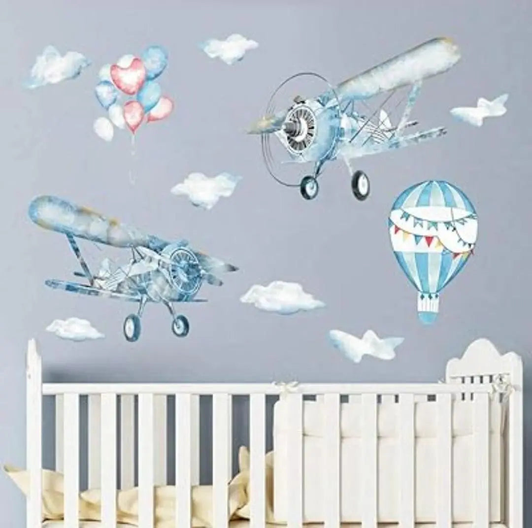 Vintage Airplane and Hot Air Balloon Wall Stickers - Easy do Wall do