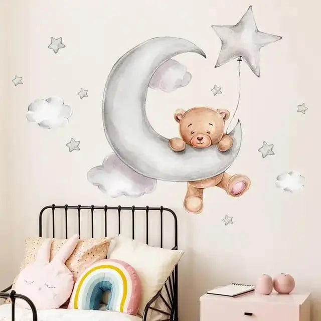 Dreamy Bear and Moon Wall Stickers Easy do Wall do