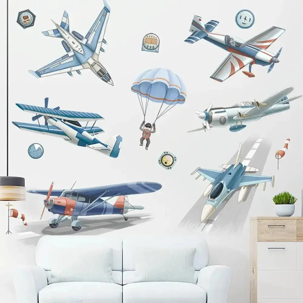 Airplane and Parachute Wall Stickers Easy do Wall do