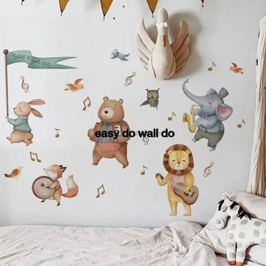 Adorable Animal Band Wall Stickers Easy do Wall do